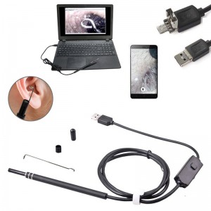 2 in 1 Borescope Inspection Ear Wax Remover Tool 720P Waterproof Camera with 6 Adjustable LED Compatible with Android and iOS