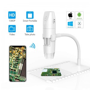 WiFi Microscope 50X To 1000X Wireless Digital Microscope, Flexible Arm Observation Stand with 1080P HD 2.0 MP 8 LED Camera, Mini Handheld Microscope for Android iOS PC